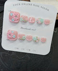 •	“Pink Flower Press-On Nails 🌸”