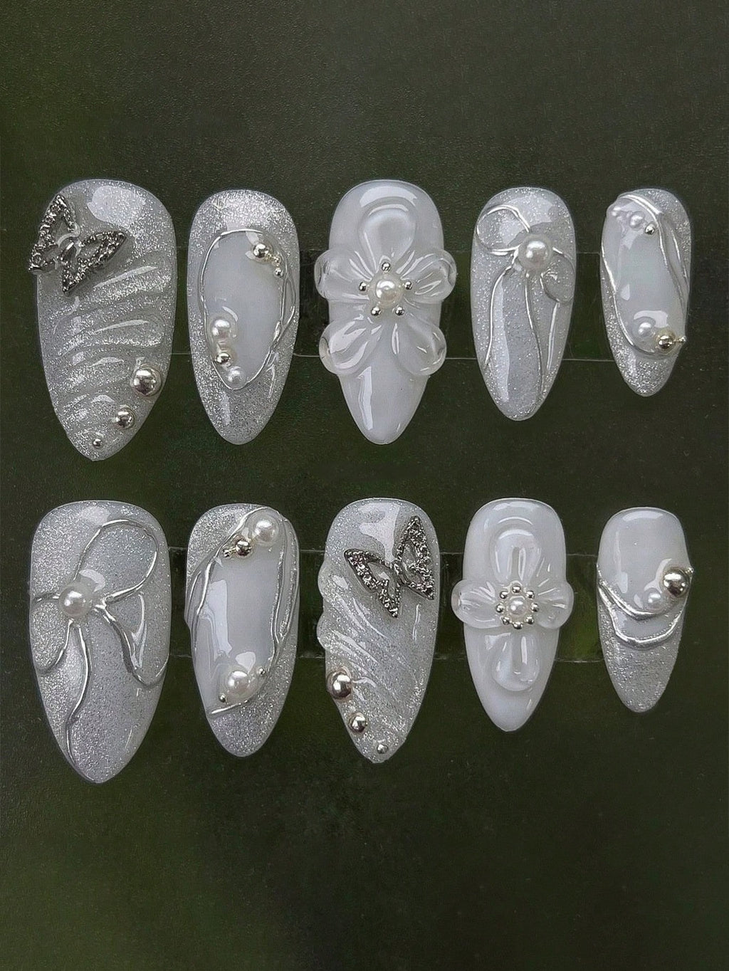 Luxury White Marble Press-On Nails – Handmade Set
