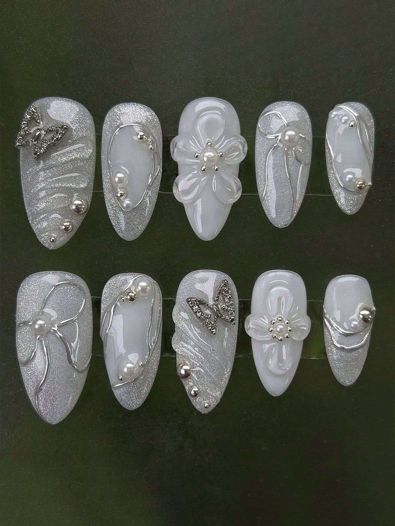 Luxury White Marble Press-On Nails – Handmade Set