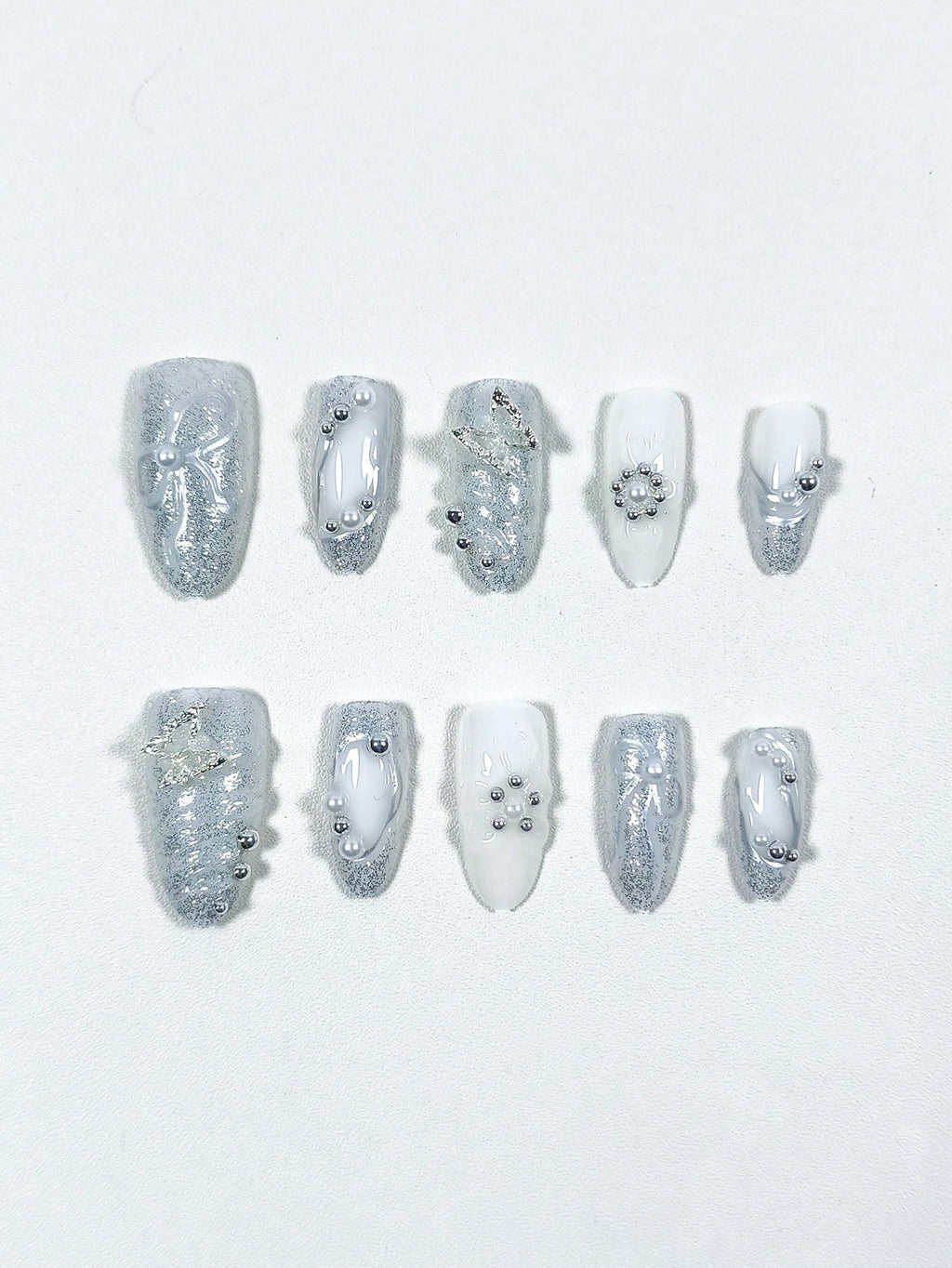 Luxury White Marble Press-On Nails – Handmade Set