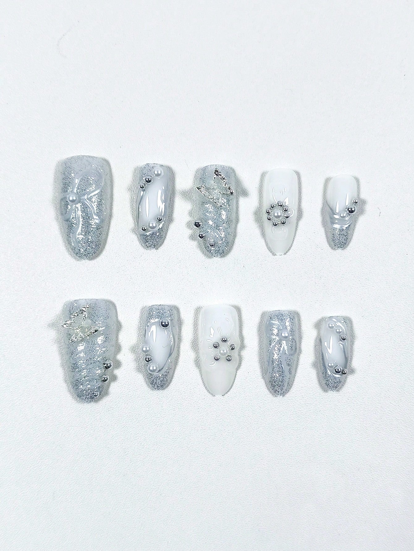 Luxury White Marble Press-On Nails – Handmade Set