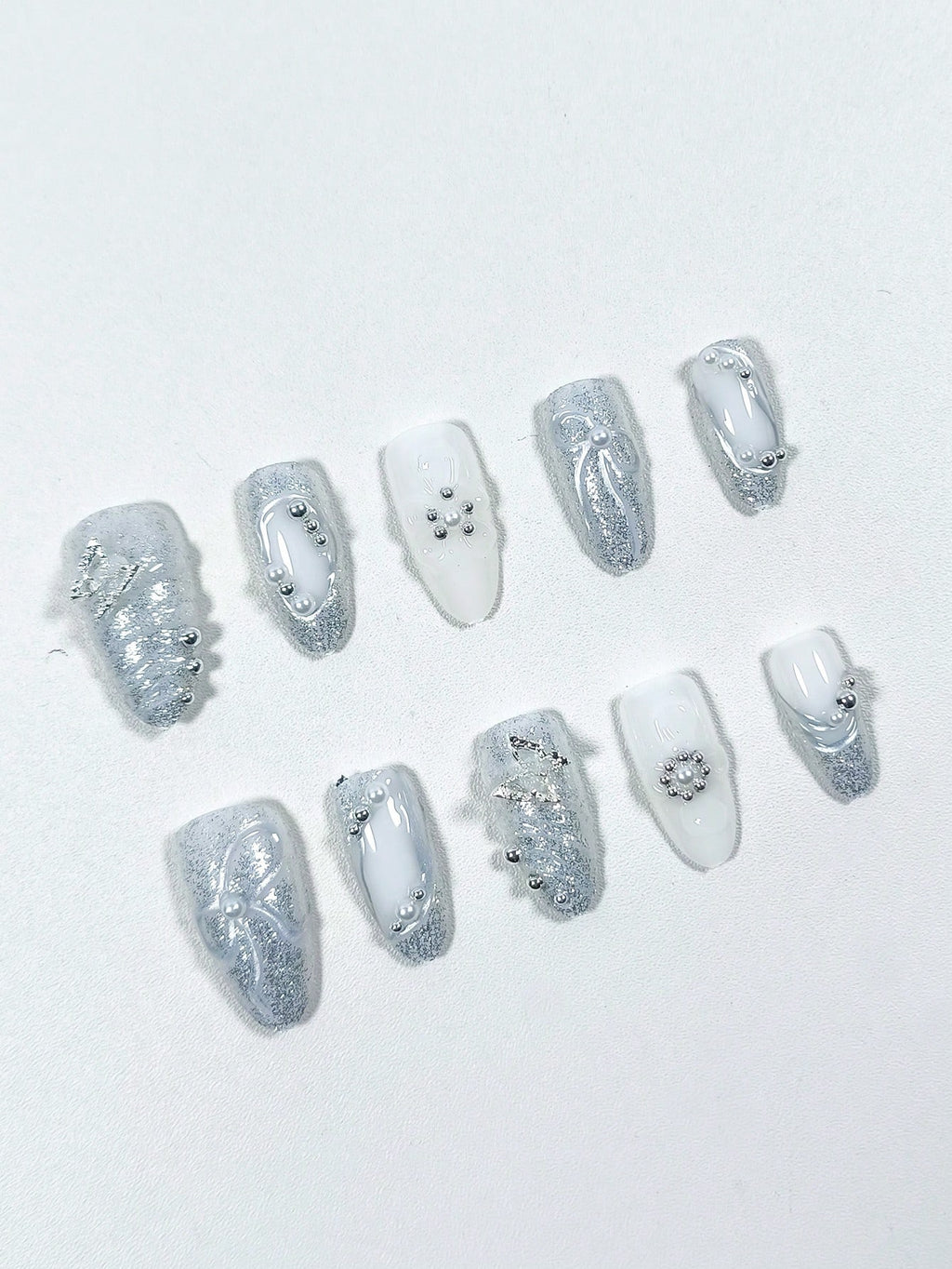 Luxury White Marble Press-On Nails – Handmade Set