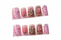 Pink 3D Luxury Press-On Nails – Gold Charm Design 💖✨